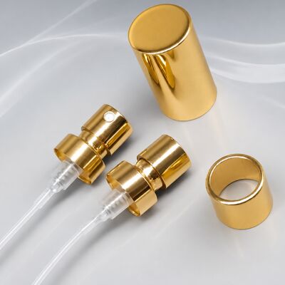 Luxe aluminium parfumspray pomp met 21 mm gouden decoratieve kap voor premium geurverpakking